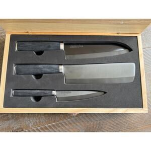 Kamikoto Kanpeki Knife Set Handcrafted Japanese Ibaraki Steel Blades Wood Case